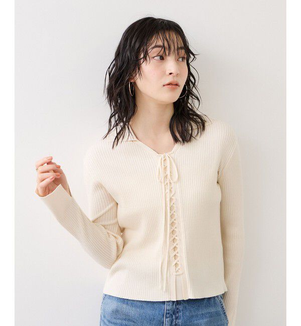 VIS「レースアップリブニット」|ニット・セーター|