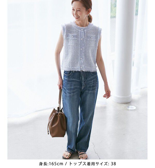 Rope&rsquo;Picnic「【WEB限定カラー】【サマー・ツイード】着丈が選べるジレベスト/スリーブレスカーディガン」|カーディガン|