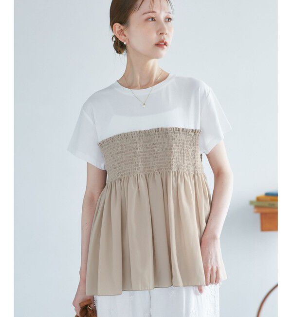 Rope&rsquo;Picnic「シャーリングビスチェ風ドッキングカットソー」|Tシャツ・カットソー|