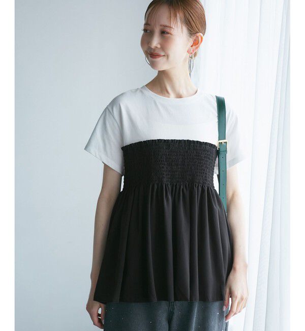 Rope&rsquo;Picnic「シャーリングビスチェ風ドッキングカットソー」|Tシャツ・カットソー|