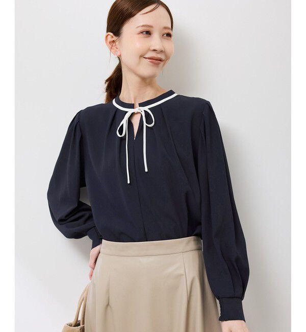Rope&rsquo;Picnic「【前後2WAY】【WEB限定カラー】配色リボンブラウス/通勤対応」|シャツ・ブラウス|