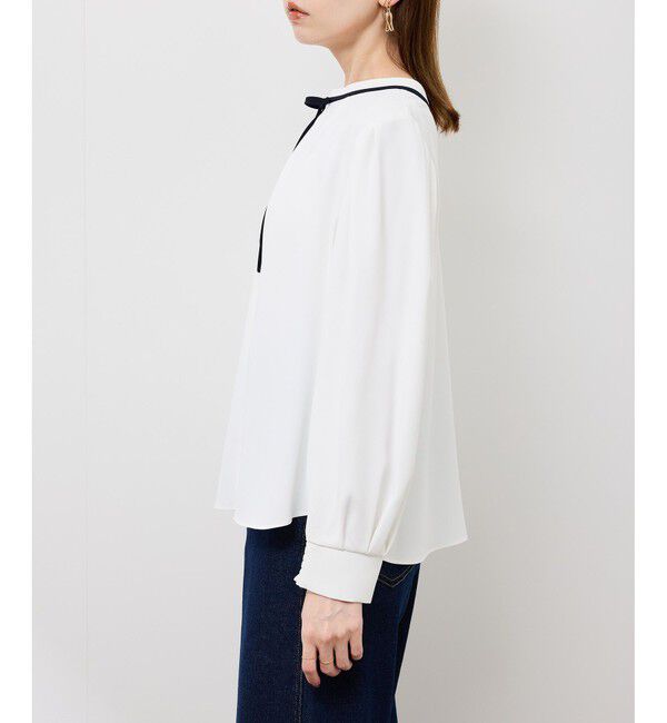 Rope&rsquo;Picnic「【前後2WAY】【WEB限定カラー】配色リボンブラウス/通勤対応」|シャツ・ブラウス|