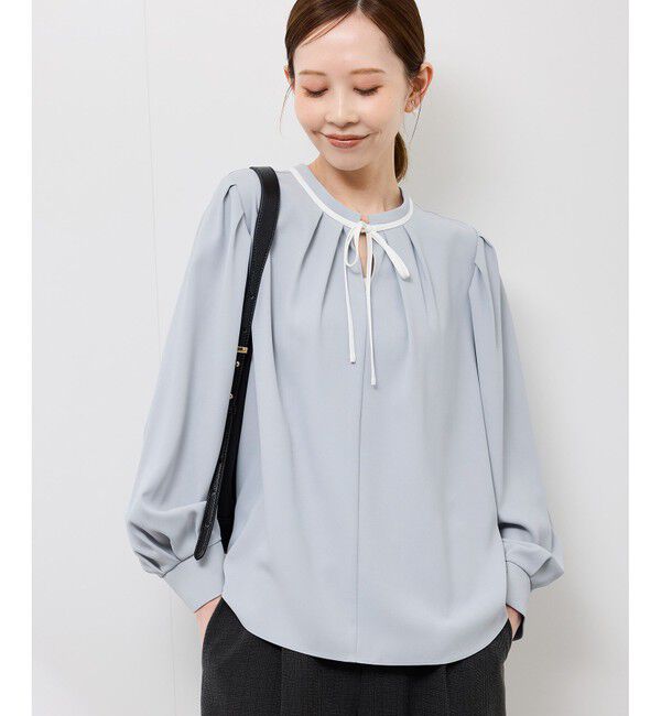 Rope&rsquo;Picnic「【前後2WAY】【WEB限定カラー】配色リボンブラウス/通勤対応」|シャツ・ブラウス|サックス(48)