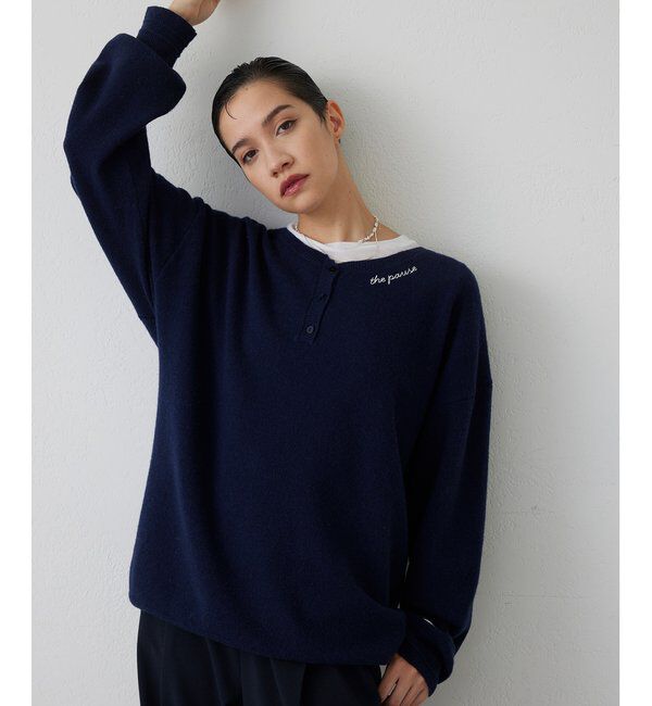 THE PAUSE「【THE PAUSE】ヘンリーネック刺繍プルオーバー」|ニット・セーター|