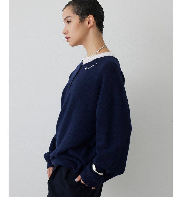 THE PAUSE「【THE PAUSE】ヘンリーネック刺繍プルオーバー」|ニット・セーター|