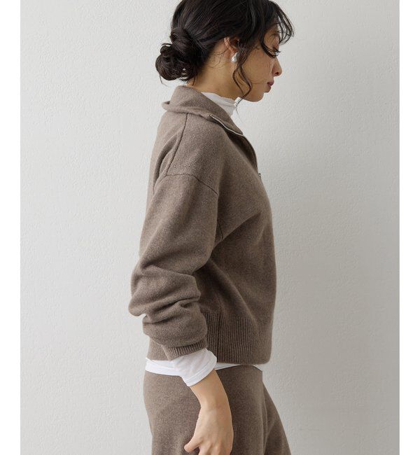  「ウールカシミヤZIPニットプルオーバー」|ニット・セーター|
