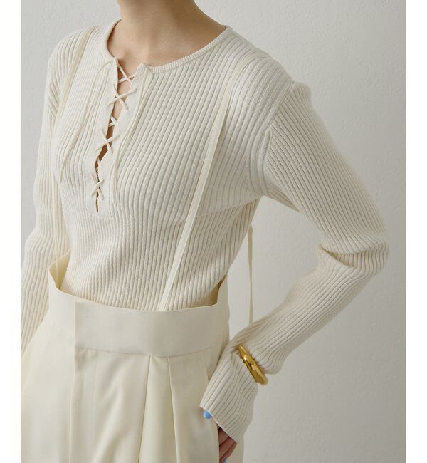  「RAW SILKレースアッププルオーバー」|ニット・セーター|