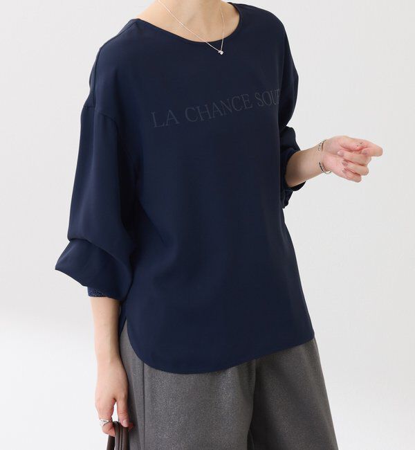  「袖ラメリブ2WAYロゴロンT」|Tシャツ・カットソー|