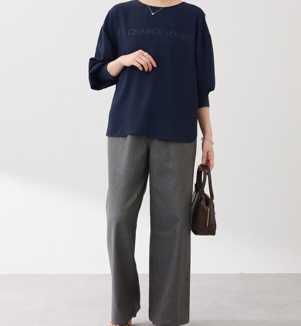  「袖ラメリブ2WAYロゴロンT」|Tシャツ・カットソー|