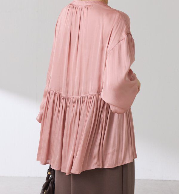  「割繊サテンスキッパーブラウス」|シャツ・ブラウス|