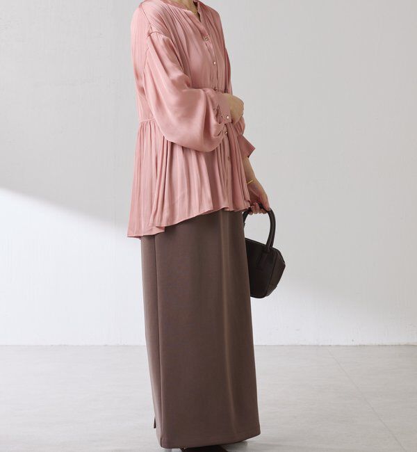  「割繊サテンスキッパーブラウス」|シャツ・ブラウス|