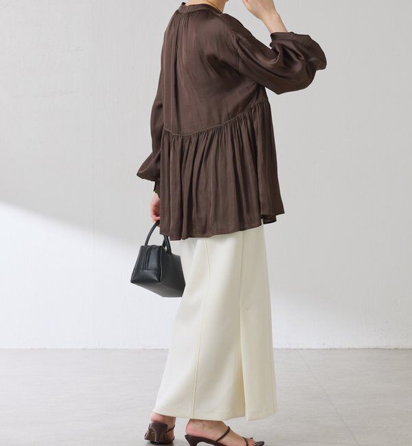 「割繊サテンスキッパーブラウス」|シャツ・ブラウス|
