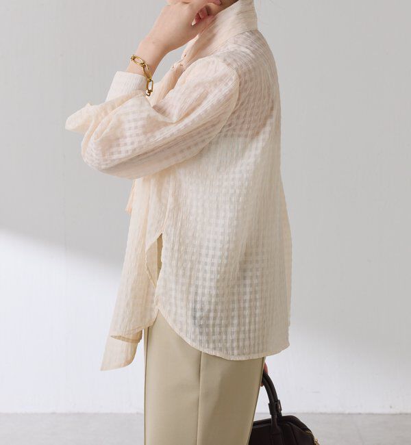  「ボウタイチェックブラウス」|シャツ・ブラウス|