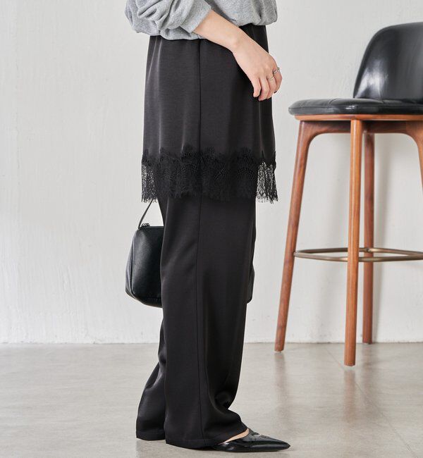  「【セットアイテム】サテンレースレイヤードパンツ/レイヤード」|チノ|