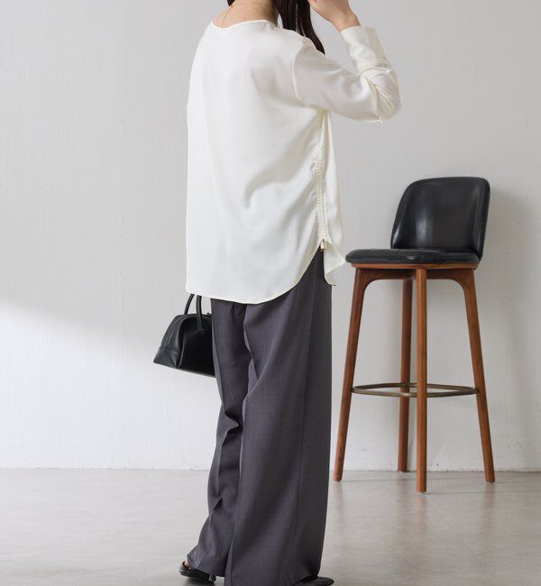  「サテンサイドドロストTブラウス」|シャツ・ブラウス|