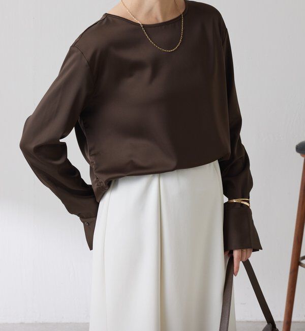 「サテンサイドドロストTブラウス」|シャツ・ブラウス|
