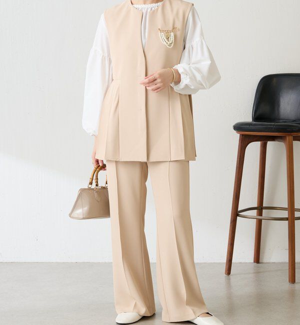  「【お尻周りカバー】ツイルプリーツジレ/セットアップ/セレモニー」|ベスト・ジレ|