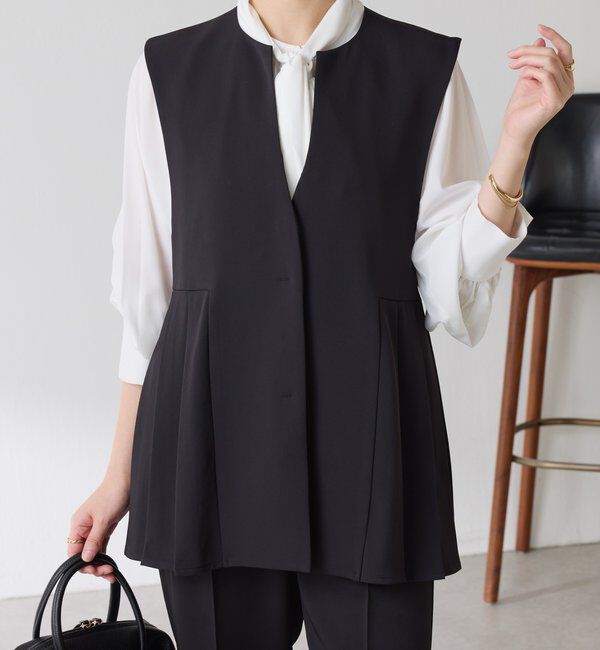 「【お尻周りカバー】ツイルプリーツジレ/セットアップ/セレモニー」|ベスト・ジレ|