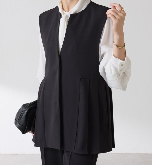  「【お尻周りカバー】ツイルプリーツジレ/セットアップ/セレモニー」|ベスト・ジレ|