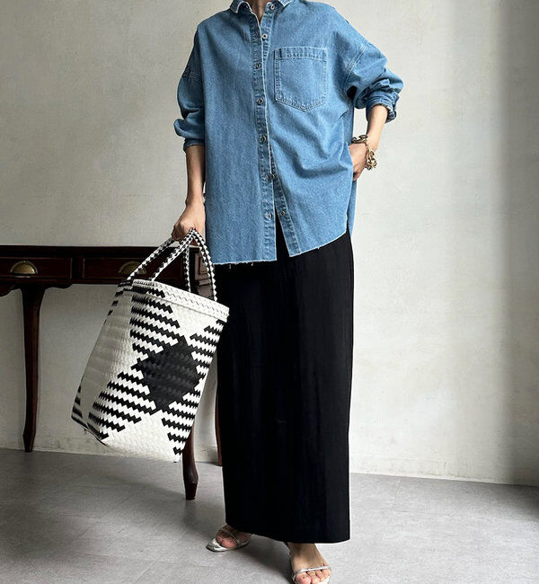  「【新色追加】ダメージデニムシャツ」|シャツ・ブラウス|