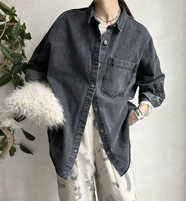  「【新色追加】ダメージデニムシャツ」|シャツ・ブラウス|