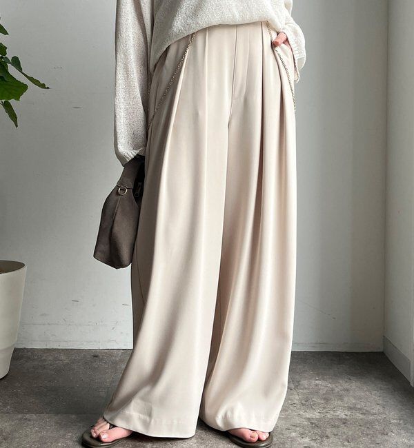  「【累計販売数3万枚突破/23色4サイズ展開！】タックワイドパンツ」|チノ|