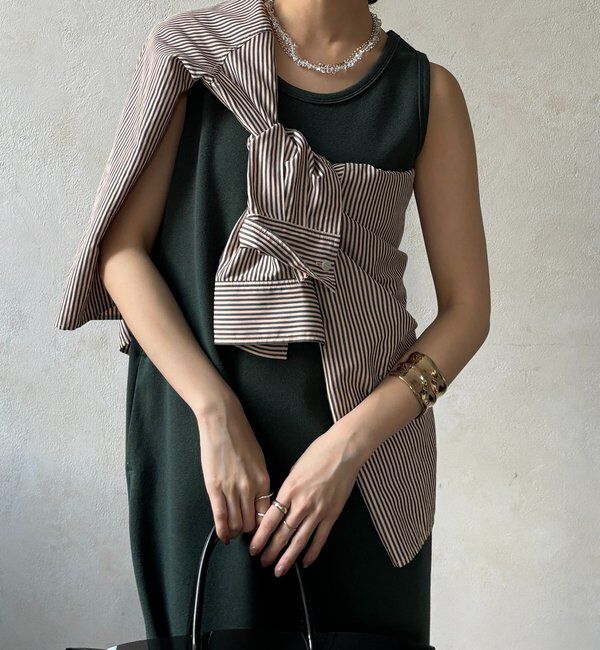  「【全骨格細見え】ブークレーダンボールタンクワンピース」|ワンピース|ダークグリーン