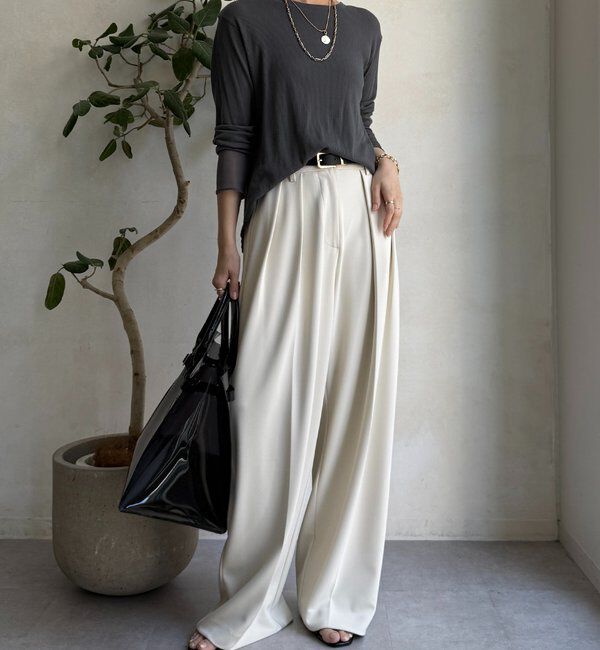  「【柔らかい着心地】袖シアーリブTEE」|Tシャツ・カットソー|