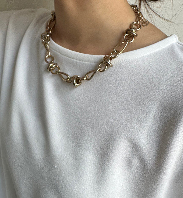  「ボリュームミックスチェーンネックレス」|ネックレス|