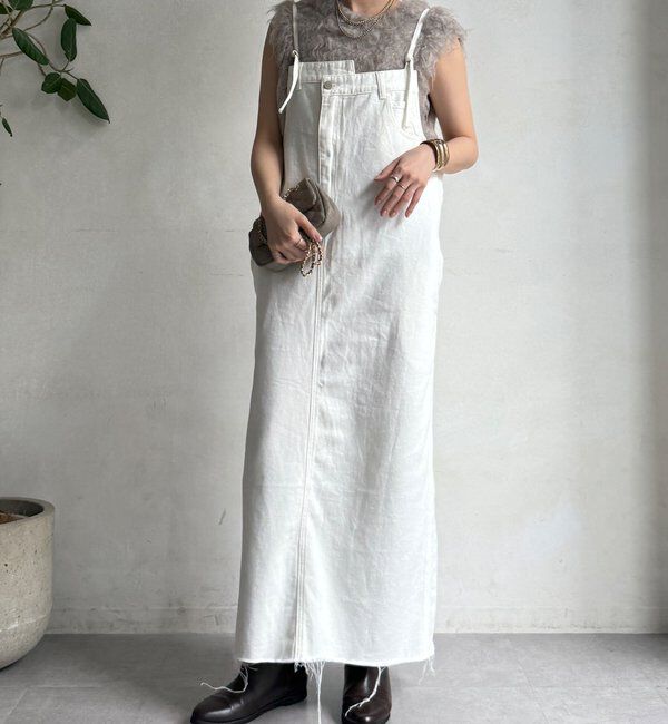  「裾フリンジデニムジャンスカ」|ワンピース|