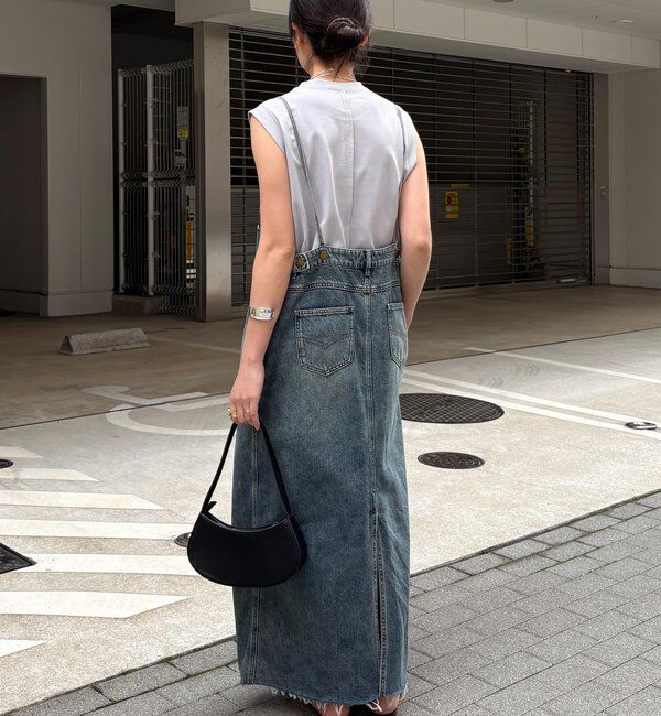  「裾フリンジデニムジャンスカ」|ワンピース|