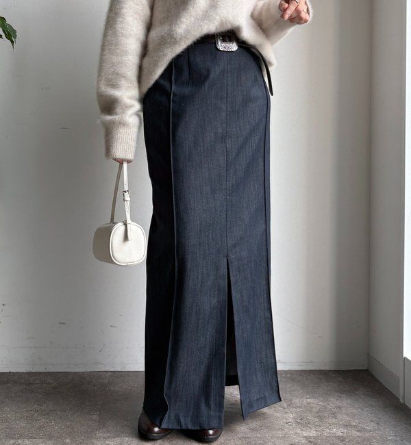  「【一部WEB限定カラー】リヨセルデニムボックスピンタックスカート」|スカート|