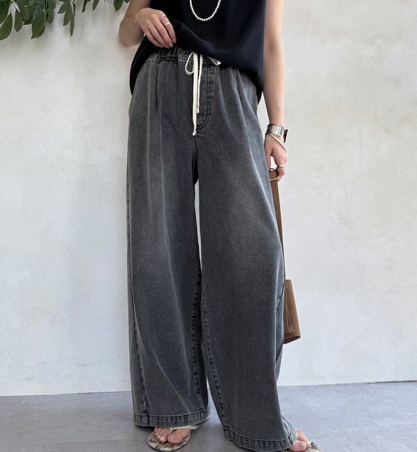  「【新色追加】デニムワイドイージーパンツ」|デニム|