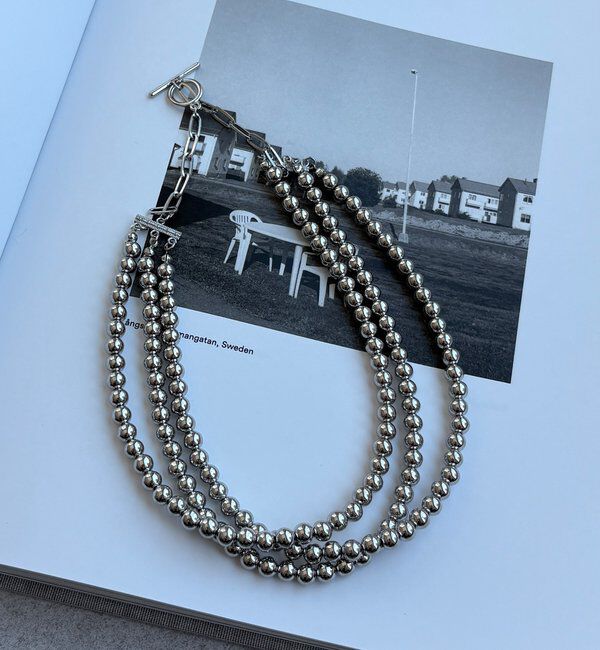  「3連ボールチェーンレイヤードネックレス」|ネックレス|