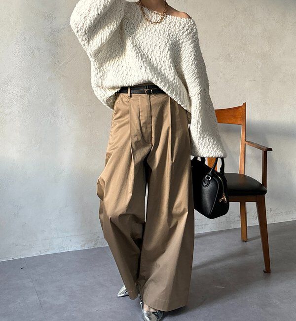  「ストレッチサテンバレルパンツ」|チノ|