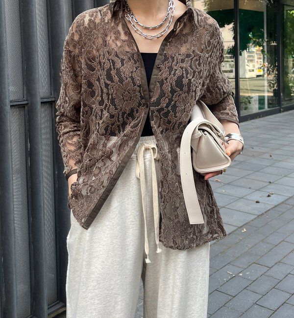  「フロッキーレースシャツ」|シャツ・ブラウス|カーキ