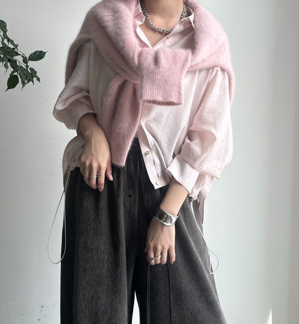  「襟付シアースピンドルブラウス」|シャツ・ブラウス|ピンク