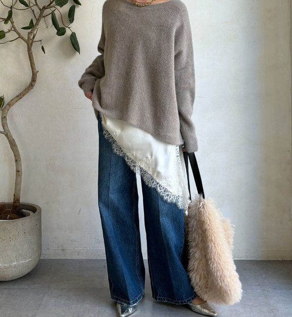  「ファーウールポンチョプルオーバー」|ニット・セーター|