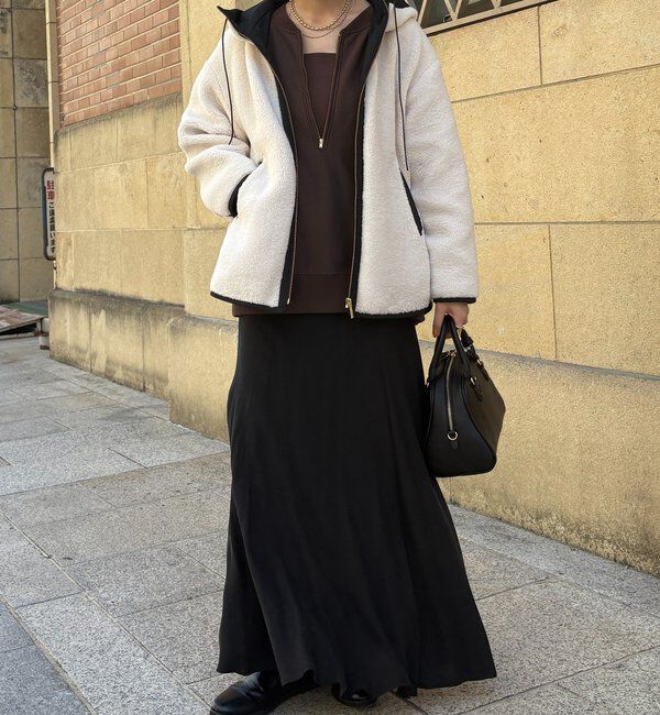  「ボア配色フーディーコート」|その他|