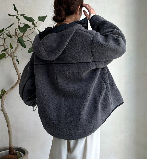  「ボア配色フーディーコート」|その他|