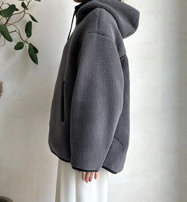  「ボア配色フーディーコート」|その他|