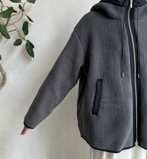  「ボア配色フーディーコート」|その他|