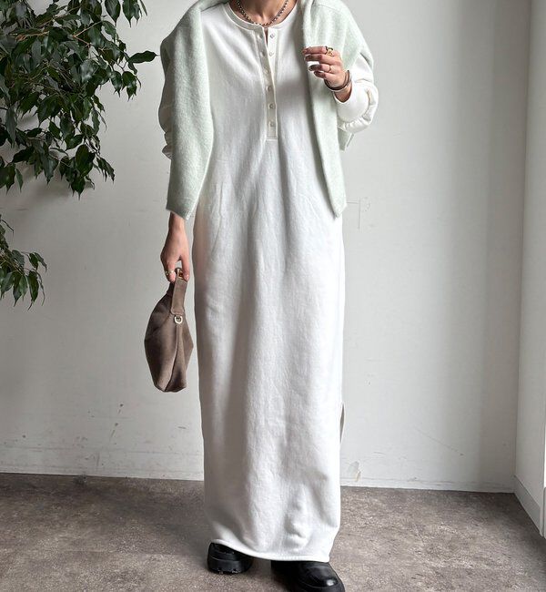  「裏毛裏起毛ヘンリーネックワンピース」|ワンピース|