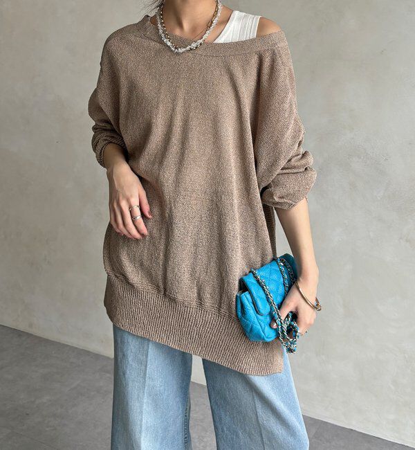  「【WEB限定】ペーパーヤーン前後2WAYカーディガン」|カーディガン|