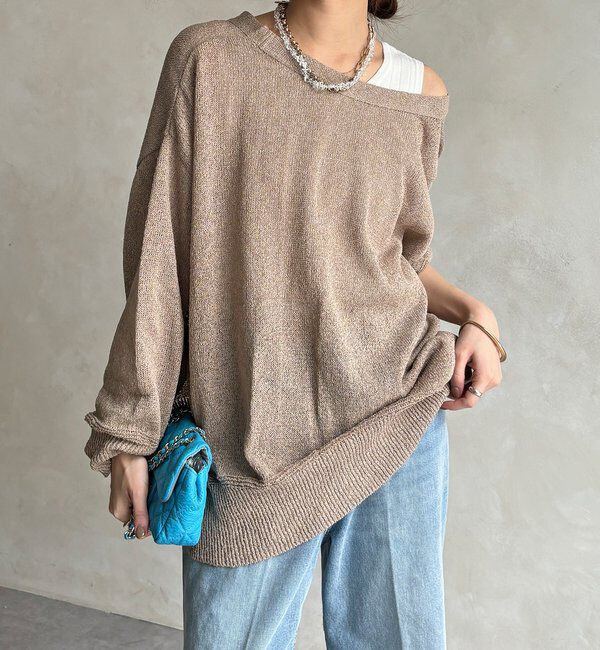  「【WEB限定】ペーパーヤーン前後2WAYカーディガン」|カーディガン|