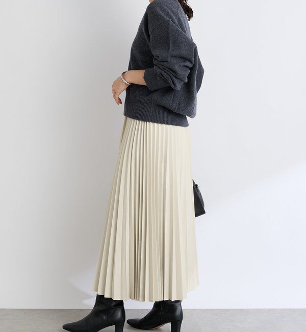  「【リバイバル/ウエストゴムで着やすい】レザーライクプリーツスカート」|スカート|