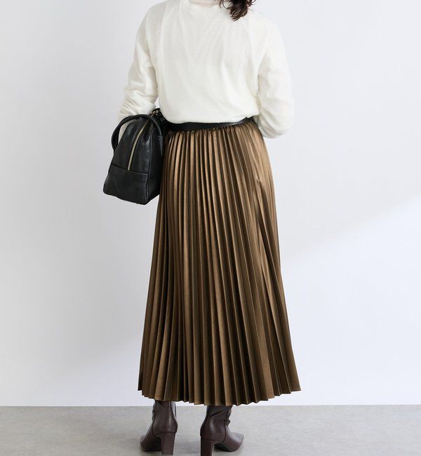  「【リバイバル/ウエストゴムで着やすい】レザーライクプリーツスカート」|スカート|