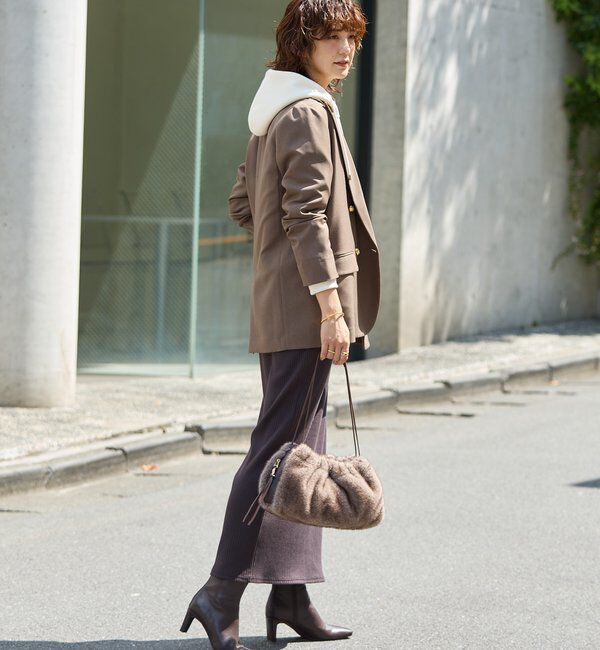  「【軽い着心地】ピーチツイルピークドラペルジャケット」|テーラードジャケット|