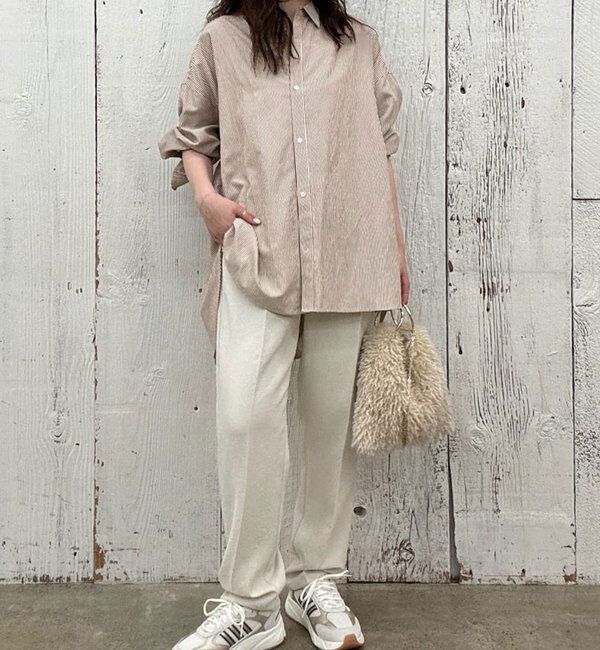  「【シワになりにくい】ジャージーテーパードパンツ」|チノ|