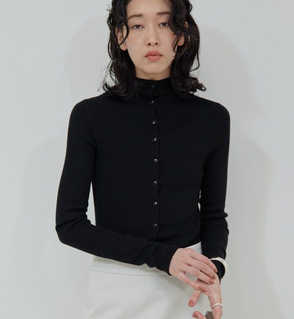  「【比留川游さんコラボ】ハイネックリブカーディガン」|ニット・セーター|ブラック